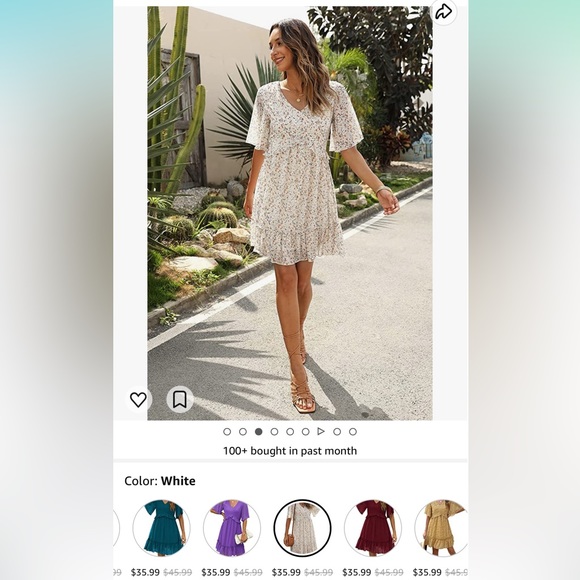 Chiffon Flowy Dress, Floral Print - Picture 3 of 6